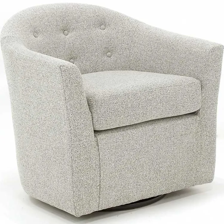 Kirklands Home Light Tufted Swivel Barrel Accent Chair Gray Sale