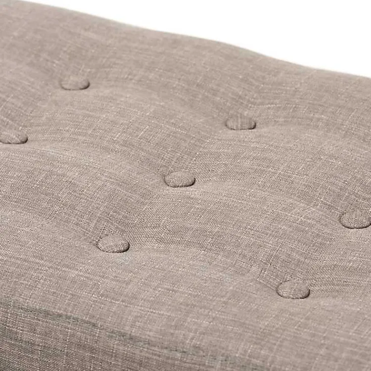 Kirklands Home Light Tufted Walnut Wood Bench Gray Sale