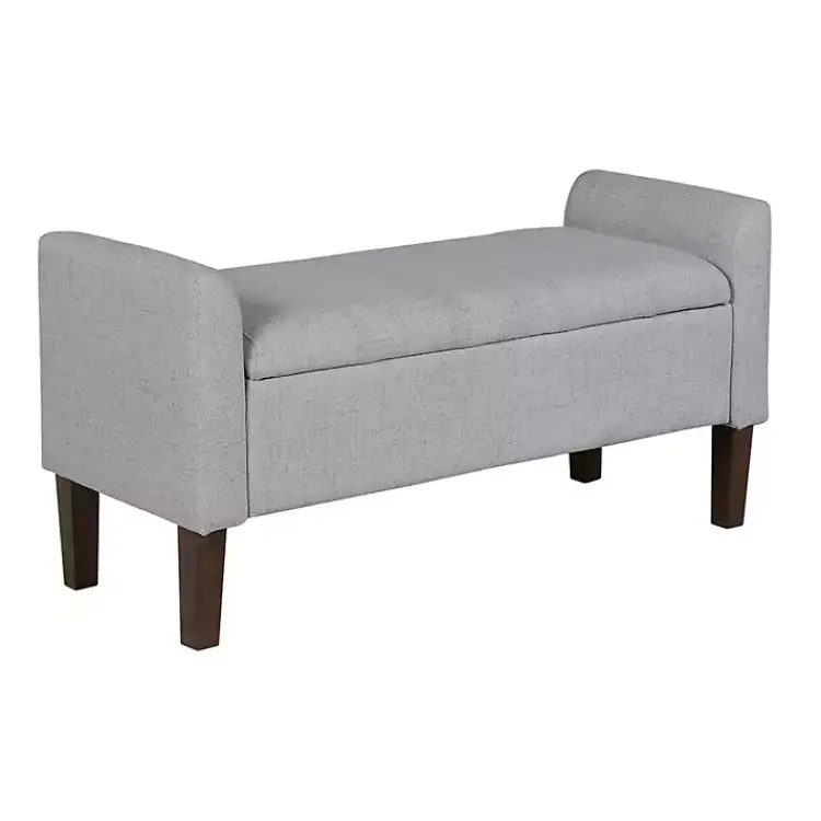 Kirklands Home Light Upholstered Blaire Storage Bench Gray