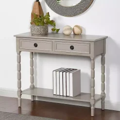 Kirklands Home Light Wood 2-Drawer Barrett Console Table Gray Sale