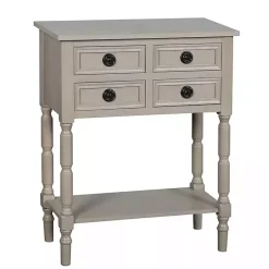 Kirklands Home Light Wood 4-Drawer Barrett Console Table Gray Clearance