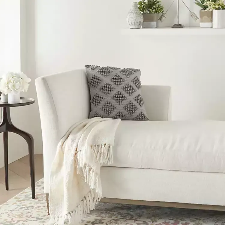 Pillows>Kirklands Home Light Woven Diamond Pillow Gray