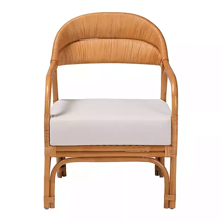 Kirklands Home Light Honey Rattan Marisa Accent Chair Ivory