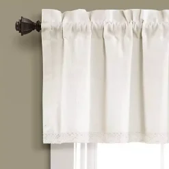 Kirklands Home Light Linen Lace Curtain Valance Ivory Best