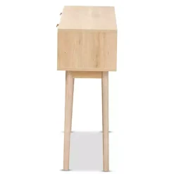 Kirklands Home Light Oak Rat and Wood Console Table Tan Sale