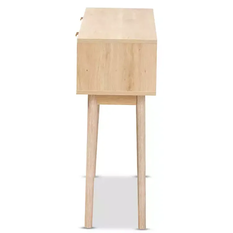 Kirklands Home Light Oak Rat and Wood Console Table Tan Sale