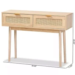 Kirklands Home Light Oak Rat and Wood Console Table Tan Sale