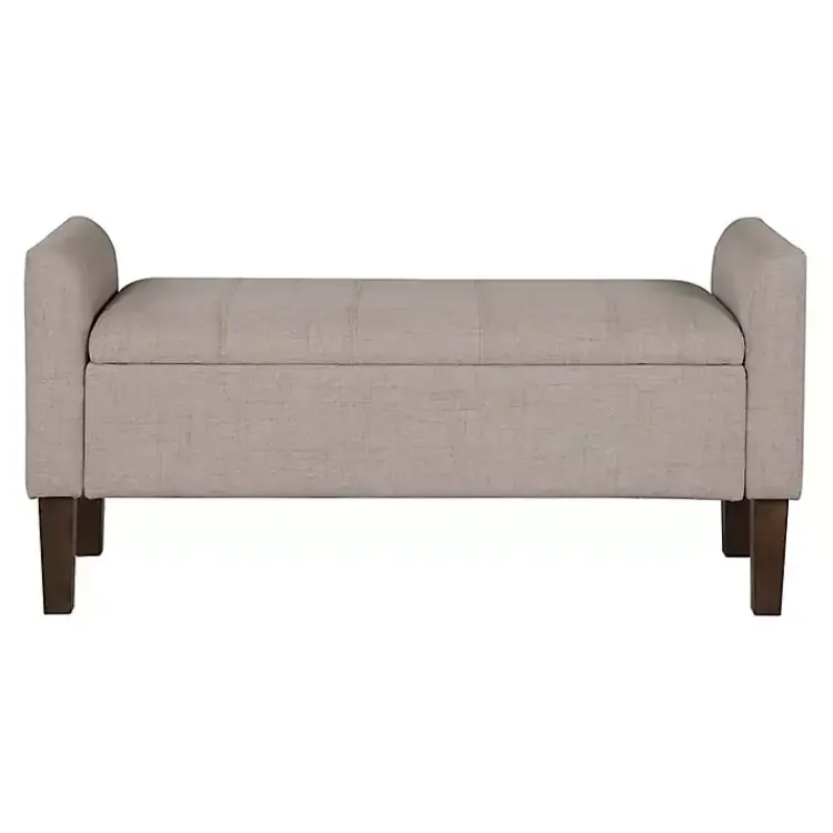 Kirklands Home Light Taupe Upholstered Blaire Storage Bench Tan Discount