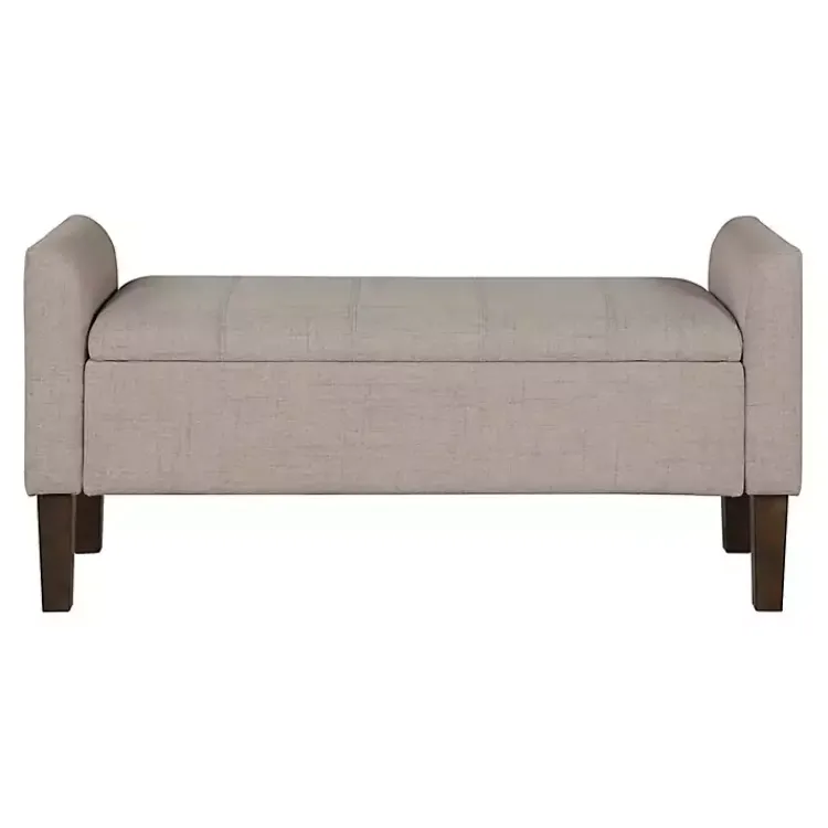 Kirklands Home Light Taupe Upholstered Blaire Storage Bench Tan Discount