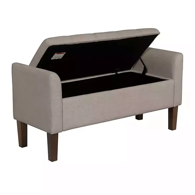 Kirklands Home Light Taupe Upholstered Blaire Storage Bench Tan Discount