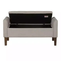 Kirklands Home Light Taupe Upholstered Blaire Storage Bench Tan Discount