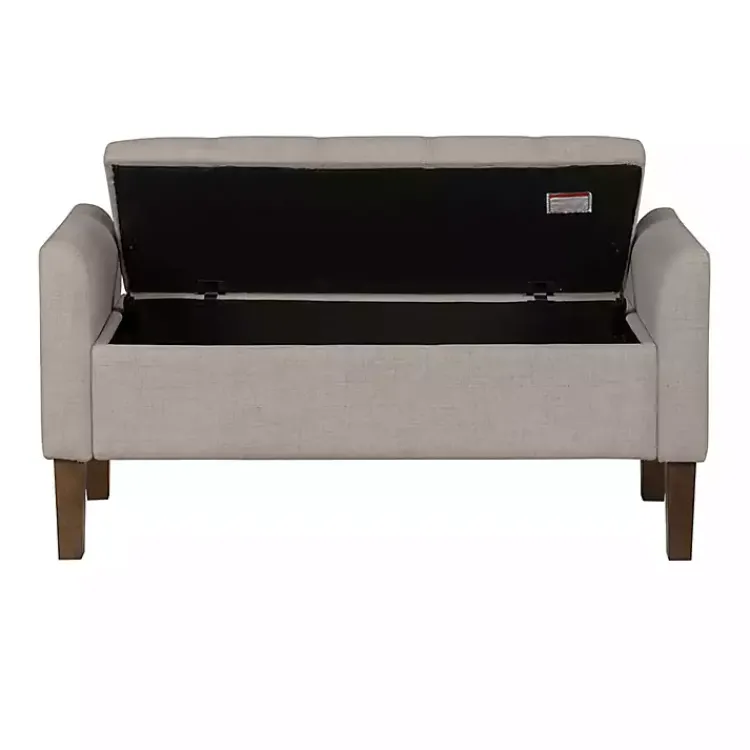Kirklands Home Light Taupe Upholstered Blaire Storage Bench Tan Discount