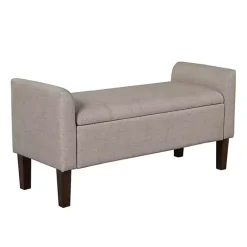 Kirklands Home Light Taupe Upholstered Blaire Storage Bench Tan Discount