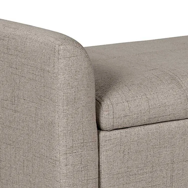 Kirklands Home Light Taupe Upholstered Blaire Storage Bench Tan Discount