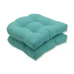 Kirklands Home Light Teal Tufted Outdoor Chair Cushions, Set of 2 Blue Sale