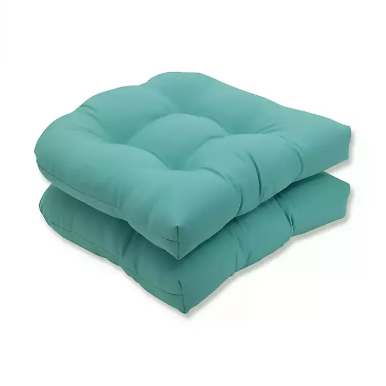 Kirklands Home Light Teal Tufted Outdoor Chair Cushions, Set of 2 Blue Sale