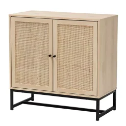 Kirklands Home Light Wood and Rat 2-Door Cabinet Tan Outlet