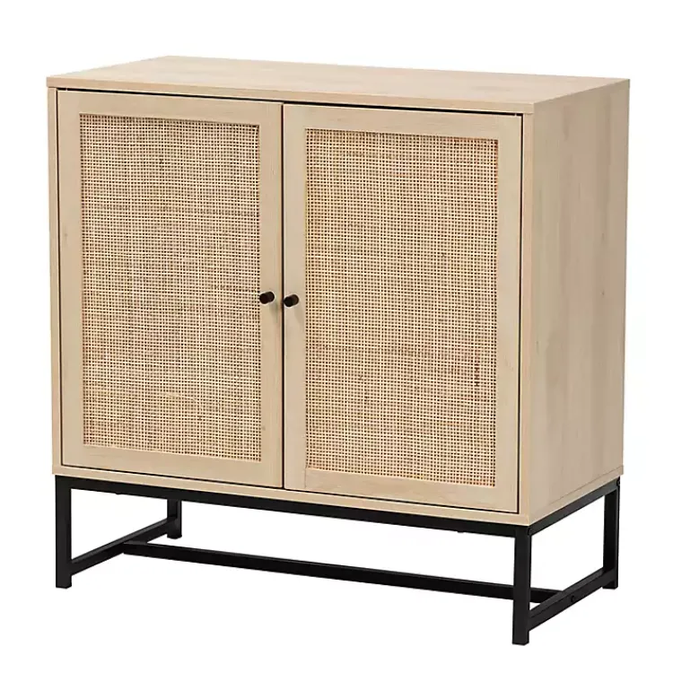 Kirklands Home Light Wood and Rat 2-Door Cabinet Tan Outlet