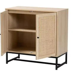 Kirklands Home Light Wood and Rat 2-Door Cabinet Tan Outlet