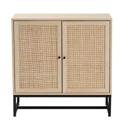 Kirklands Home Light Wood and Rat 2-Door Cabinet Tan Outlet