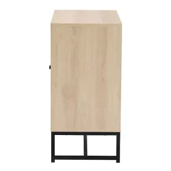 Kirklands Home Light Wood and Rat 2-Door Cabinet Tan Outlet