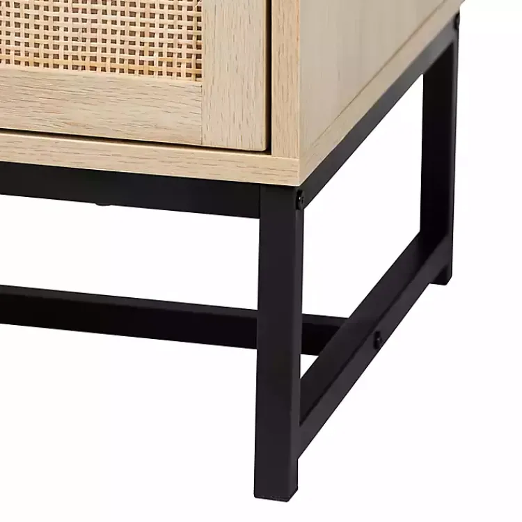 Kirklands Home Light Wood and Rat 2-Door Cabinet Tan Outlet