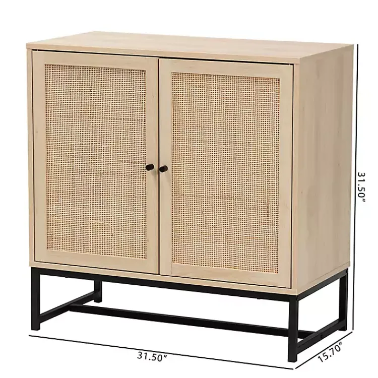 Kirklands Home Light Wood and Rat 2-Door Cabinet Tan Outlet