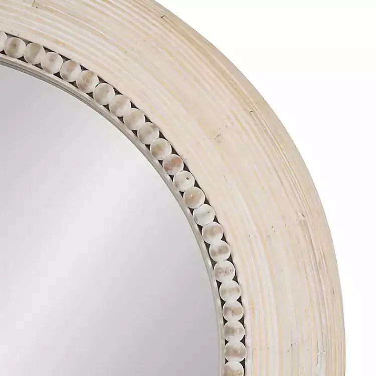Kirklands Home Light Wood Beaded Joan Round Wall Mirror Best