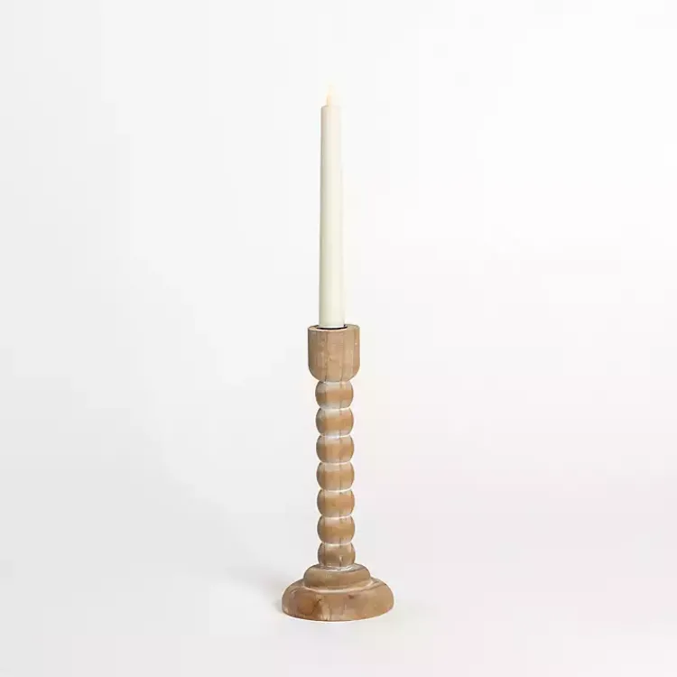Candle Holders>Kirklands Home Light Wood Spindle Taper Candle Holder, 11 in. Tan