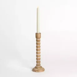 Candle Holders>Kirklands Home Light Wood Spindle Taper Candle Holder, 13 in. Tan