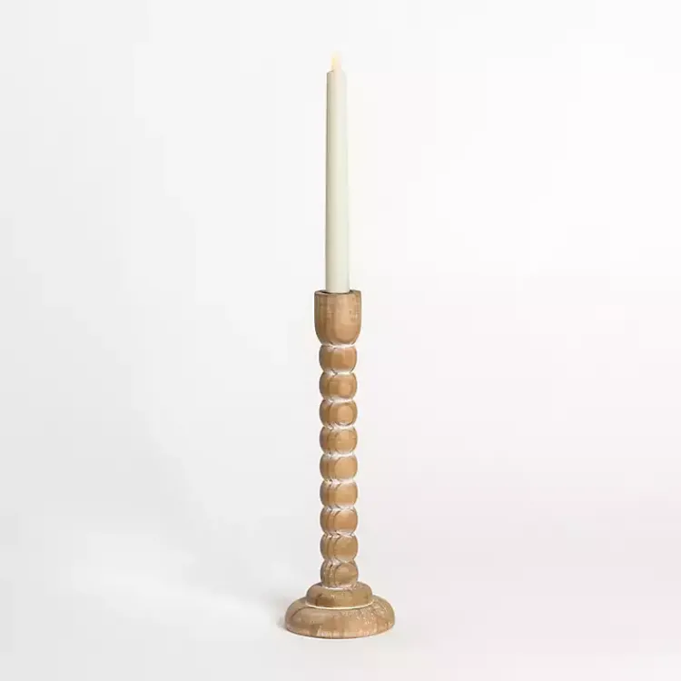 Candle Holders>Kirklands Home Light Wood Spindle Taper Candle Holder, 13 in. Tan