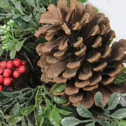Wreaths>Kirklands Home Lightly Frosted Cedar and Red Berry Wreath