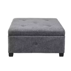 Kirklands Home Lila Tufted Charcoal Storage Ottoman Gray New