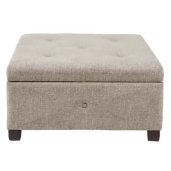 Kirklands Home Lila Tufted Sand Storage Ottoman Tan Outlet