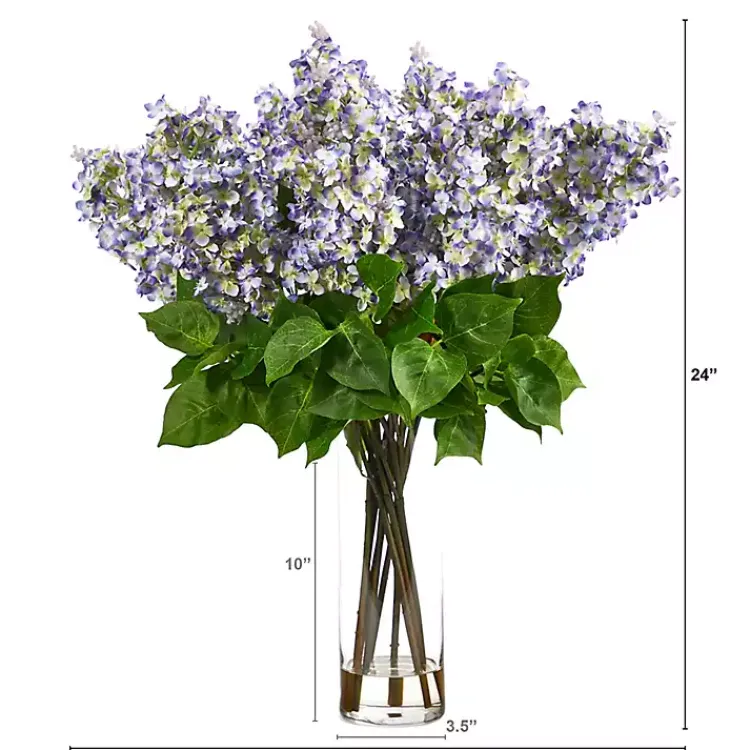 Arrangements & Greenery>Kirklands Home Lilac Arrangement in Glass Vase