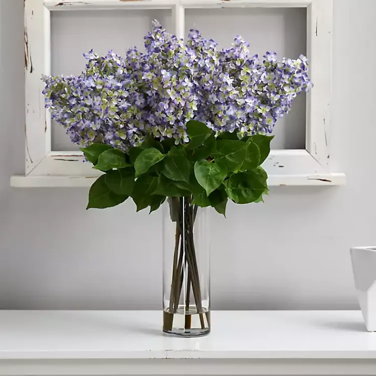 Arrangements & Greenery>Kirklands Home Lilac Arrangement in Glass Vase
