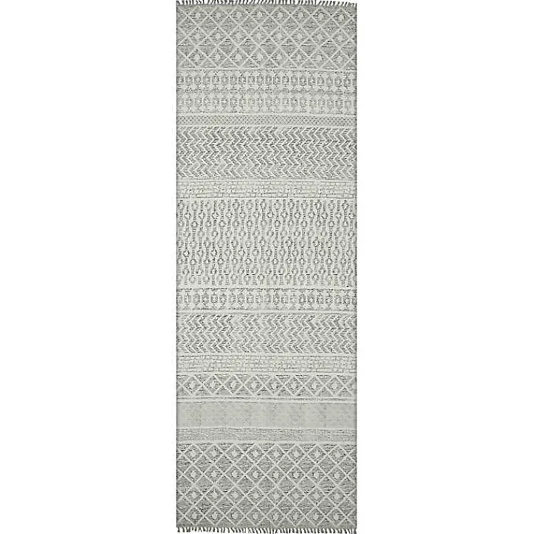 Kirklands Home Lilia Gray Geo Stripe Flatweave Runner, 2x8 Clearance