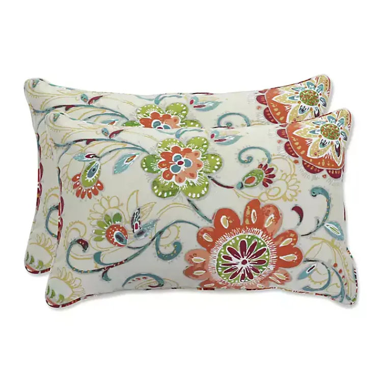 Kirklands Home Lily Paisley Outdoor Lumbar Pillows, Set of 2 Clearance