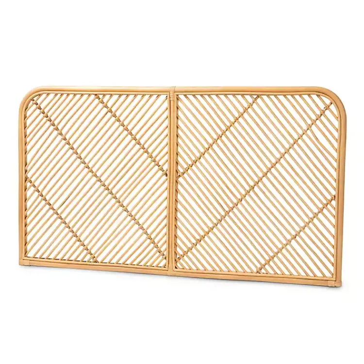 Kirklands Home Linear Rat Wall Mounted Queen Headboard Tan Best