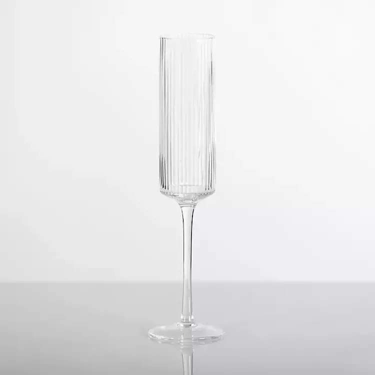 Kirklands Home Linear Ribbed Champagne Flute Clear Best