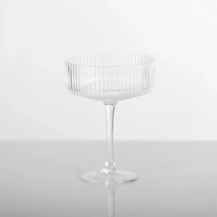 Kirklands Home Linear Ribbed Coupe Glass Clear Clearance