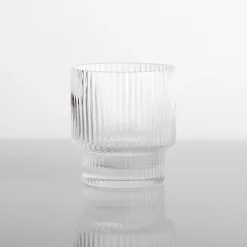 Kirklands Home Linear Ribbed Short Glass Clear Best