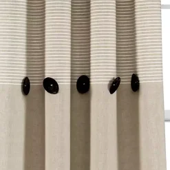 Kirklands Home Linen Button and Stripe Curtain Panel Set, 84 in. Outlet