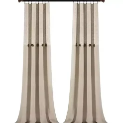Kirklands Home Linen Button and Stripe Curtain Panel Set, 95 in. Discount