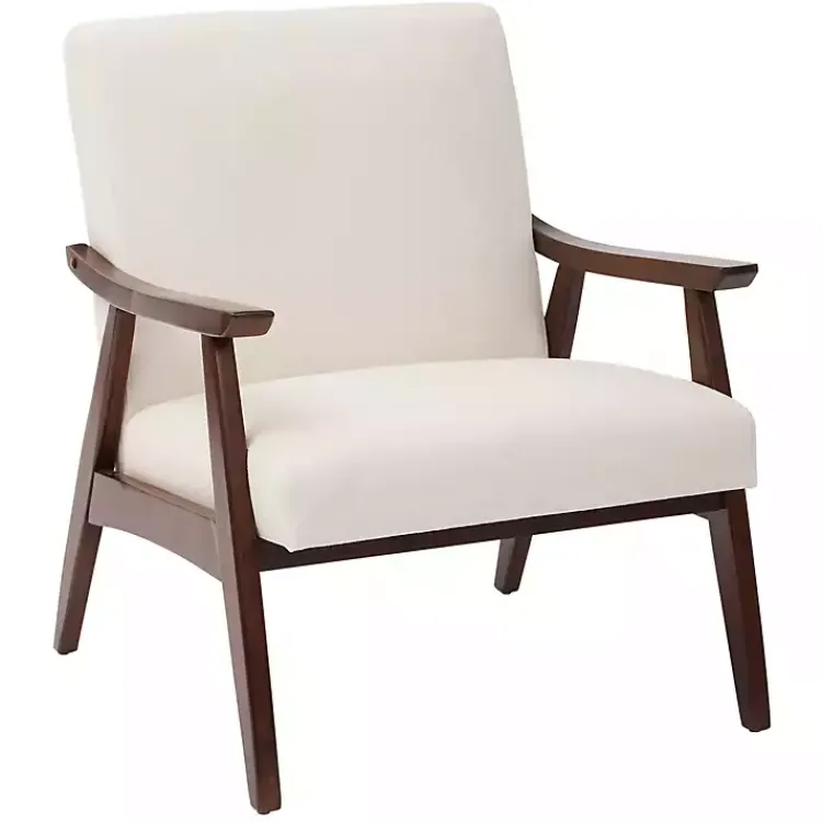 Kirklands Home Linen Mid-Century Desmond Accent Chair White Sale