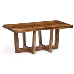 Kirklands Home Live Edge Coffee Table with Crossed Legs, 42 in. Tan Clearance