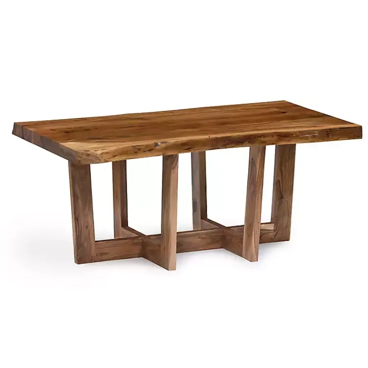 Kirklands Home Live Edge Coffee Table with Crossed Legs, 42 in. Tan Clearance
