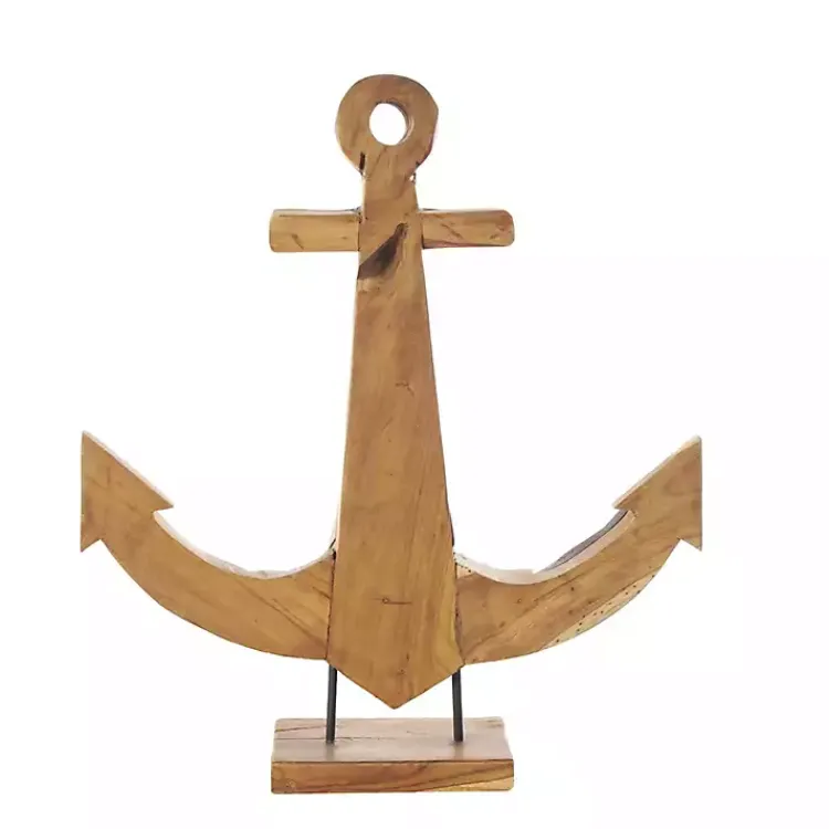 Statues & Figurines>Kirklands Home Live Edge Teak Wood Anchor Statue Brown