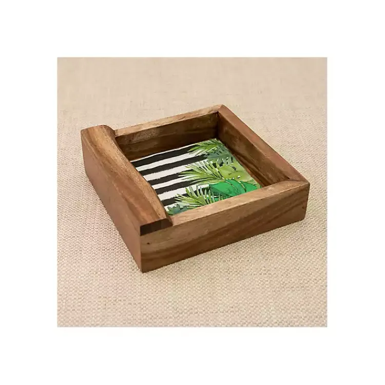 Kirklands Home Live Edge Wood Napkin Holder Brown