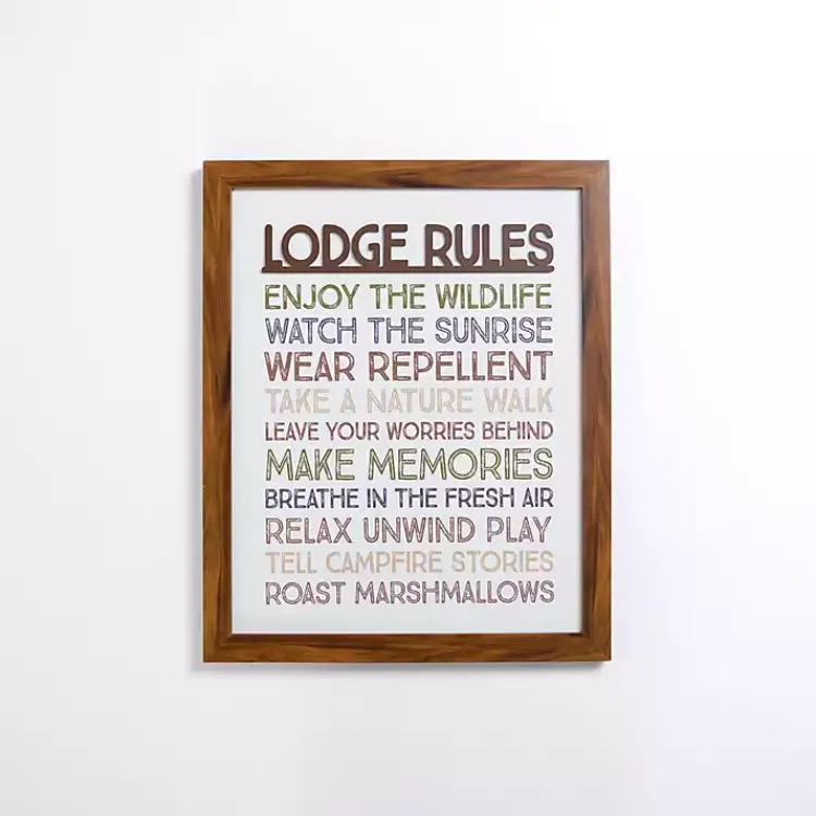 Kirklands Home Lodge Rules Framed Wall Plaque